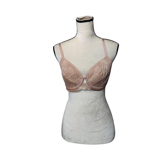 Soma Sz 36C Perfect Coverage Lightly Lined Lace Bra Adjustble Straps Tan Sexy - Picture 1 of 5